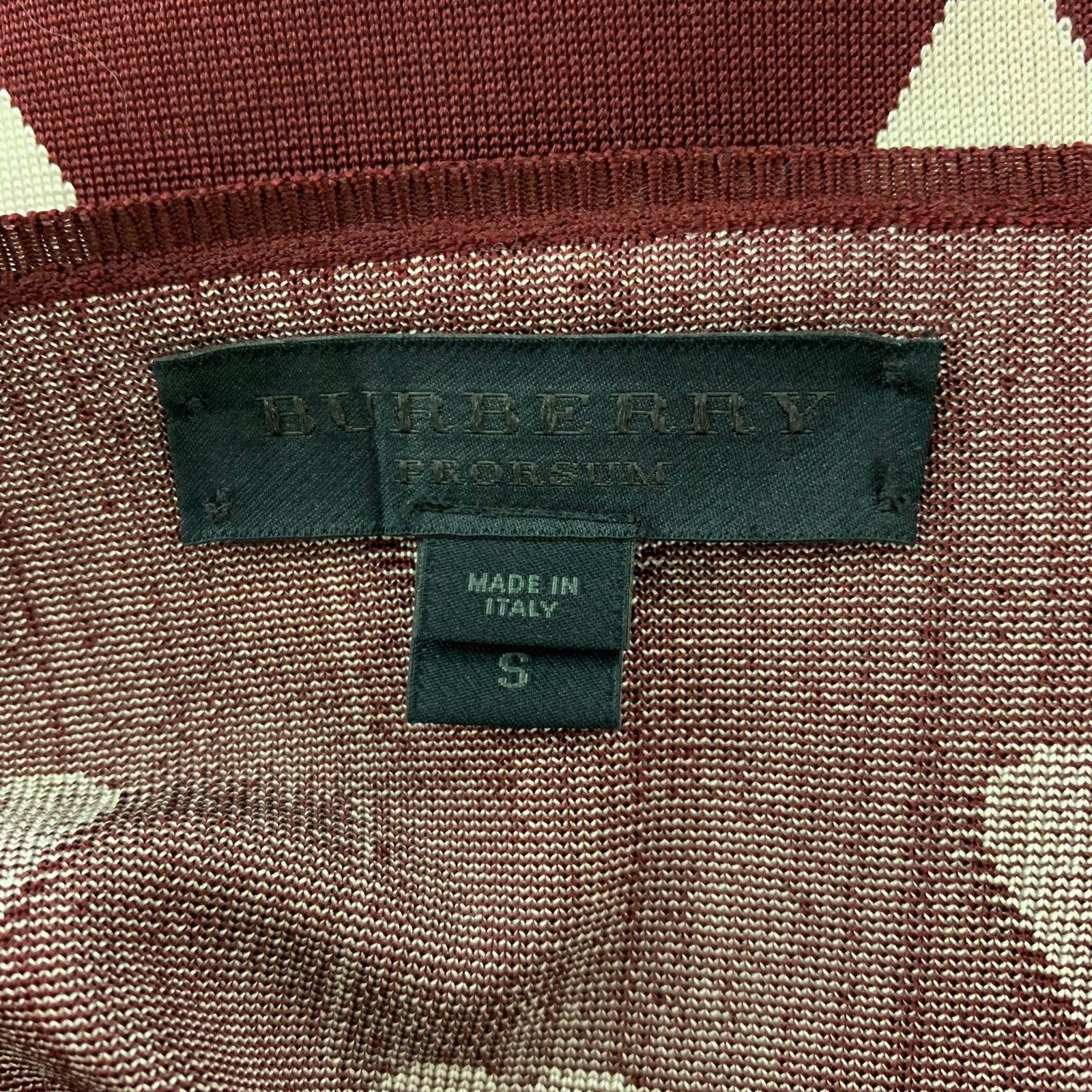 Burberry Prorsum BURBERRY Size S Brown Silk Blend Print V-Neck Sweater Size S / US 4 / IT 40 - 6 Thumbnail