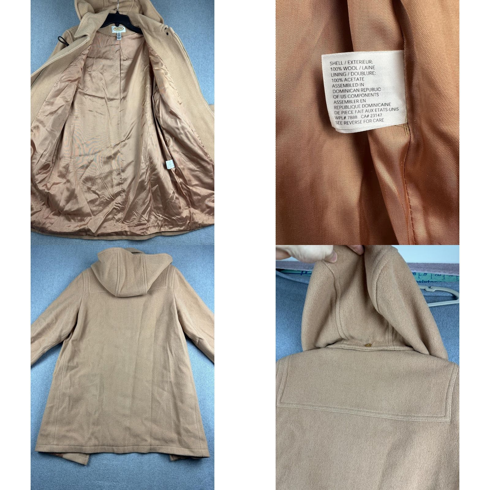 Talbots VINTAGE Talbots Coat Womens 10 Beige Wool Hooded Toggle Duffle Mid Length Lined Winter Size L / US 10 / IT 46 - 8 Thumbnail