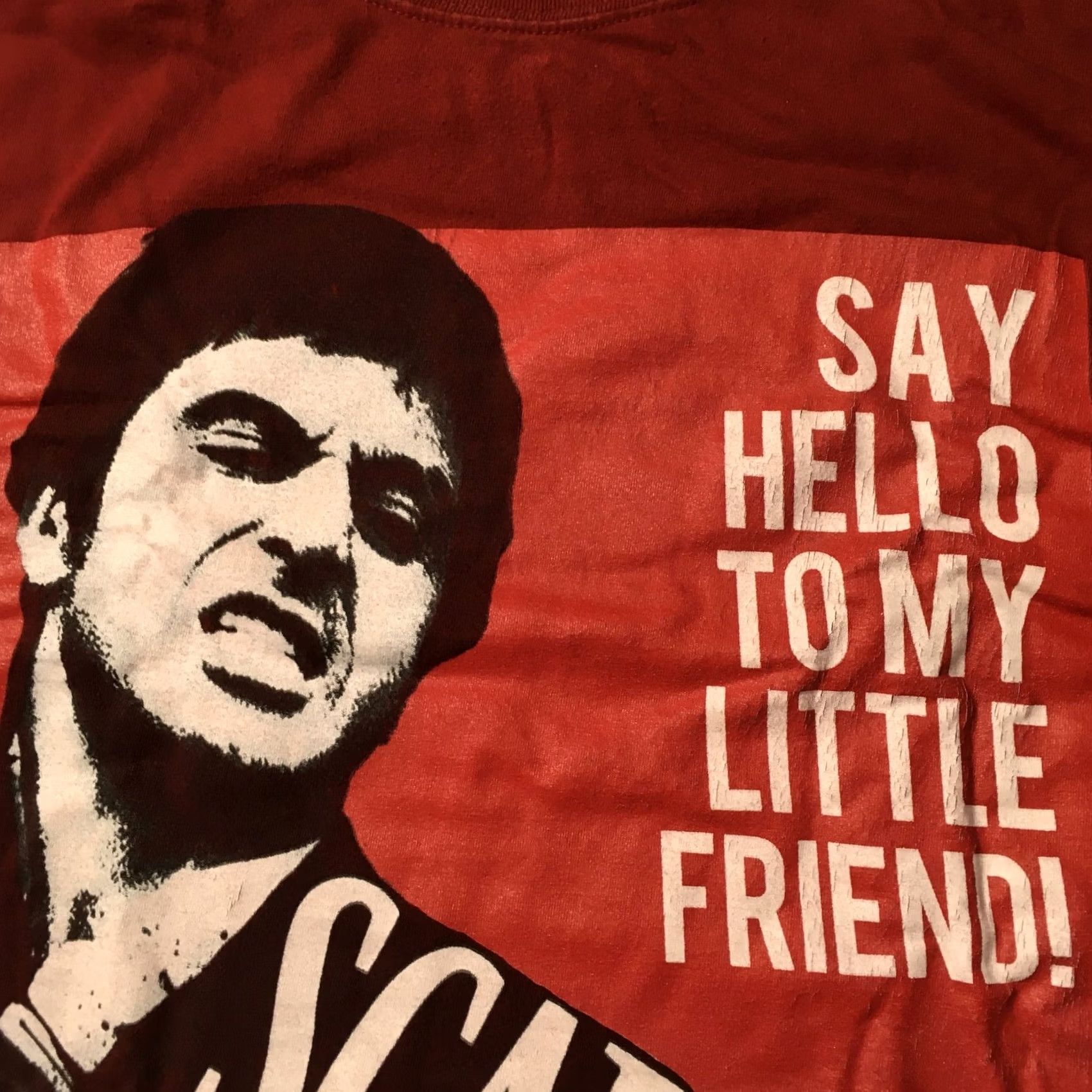 Alltimers VINTAGE Scarface No Snitches Mega Print Red Shirt 2XL BIG GUN Mens T-Shirt Satin Crew Neck Short Sleeve Cotton Graphic Print Vintage 80s 90s Size US XXL / EU 58 / 5 - 7 Thumbnail