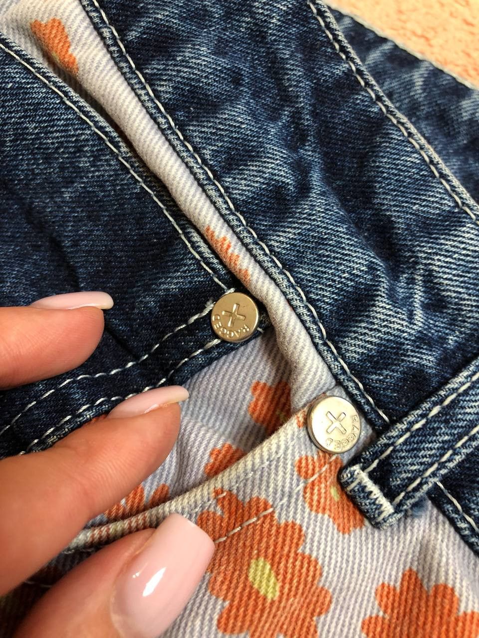 The Ragged Priest The Ragged Priest Y2K Flower Print Denim Jeans Size 28 Size 28" / US 6 / IT 42 - 4 Thumbnail