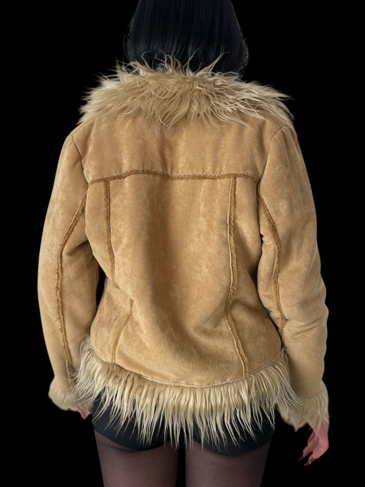 Miss Sixty Miss Posh Y2K Shaggy Faux Fur Jacket | Boho Glam Rock Size M / US 6-8 / IT 42-44 - 2 Thumbnail
