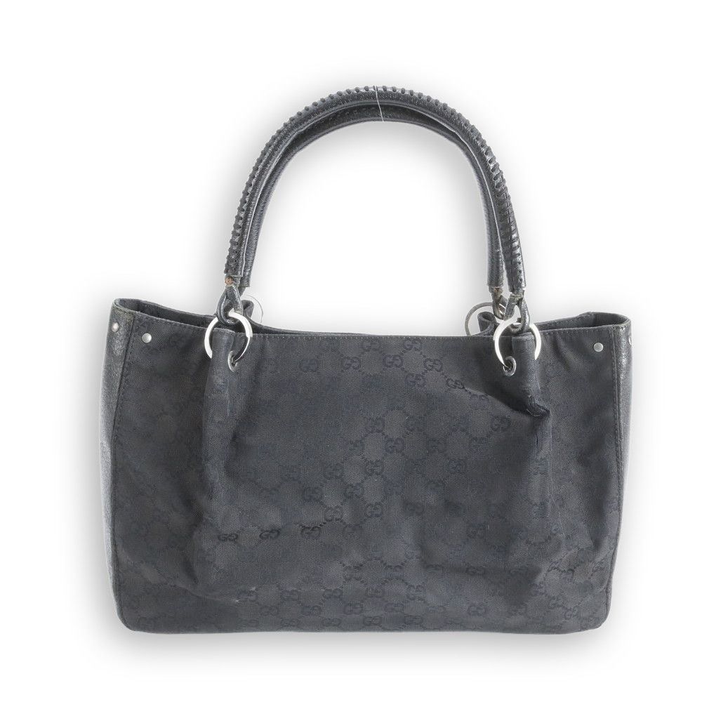 Gucci Gucci - GG Canvas 115015 Leather Tote Black Preloved Size ONE SIZE - 1 Thumbnail