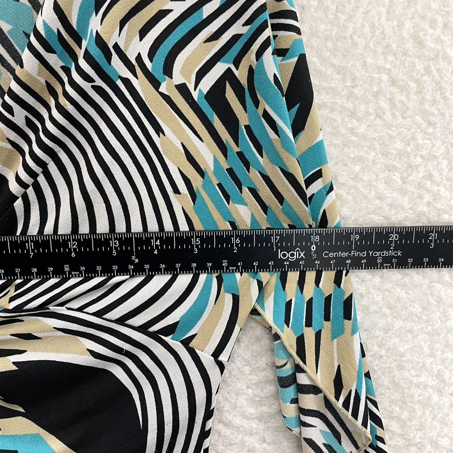 Vintage VINTAGE 90s Y2K Top Shirt M Blue Pattern Slinky Stretch Office Womens Size M / US 6-8 / IT 42-44 - 4 Thumbnail