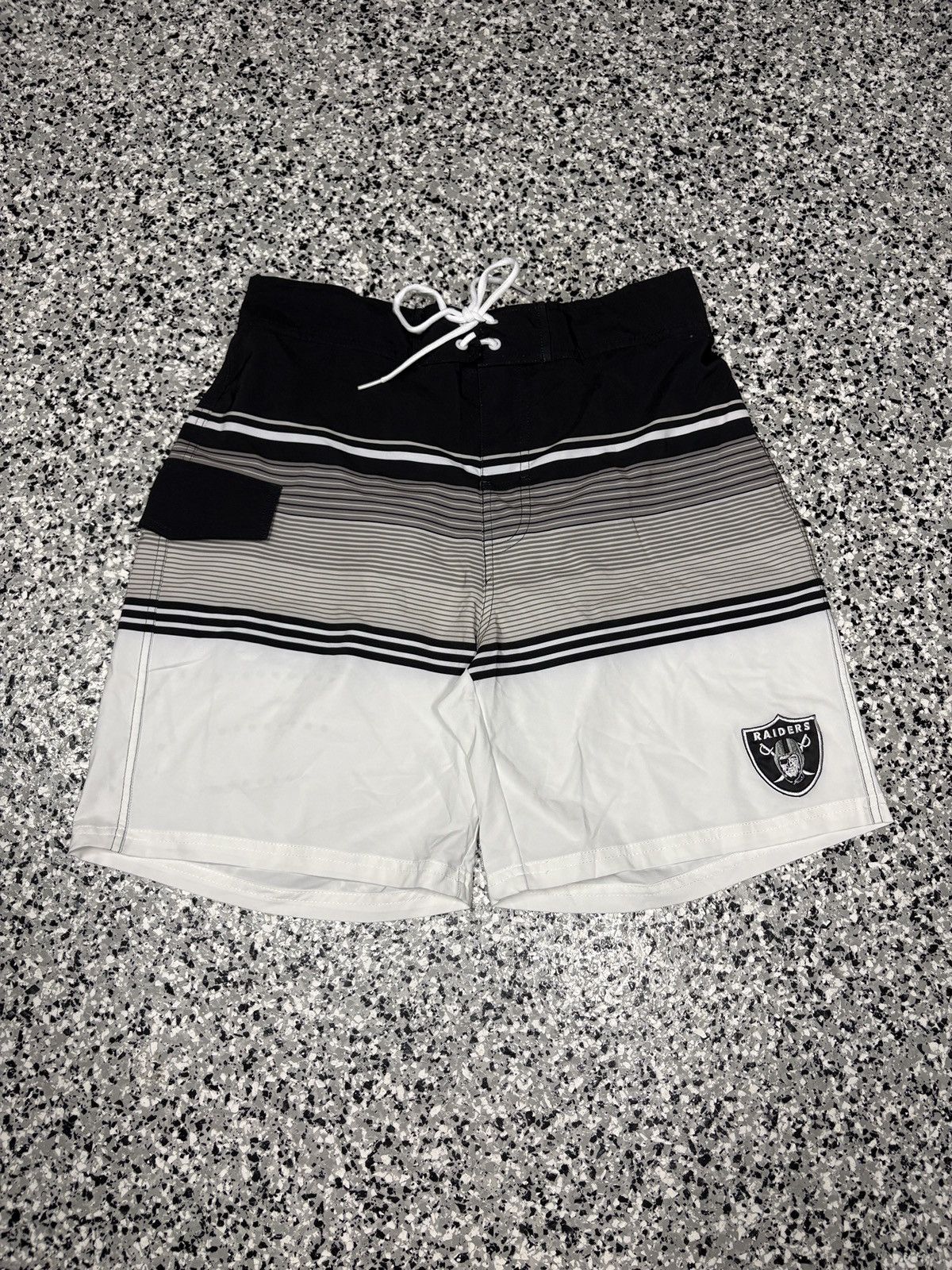 NFL BN Las Vegas Raiders Black/Grey NFL Swim Board Shorts Size L Size US 34 / EU 50 - 1 Thumbnail