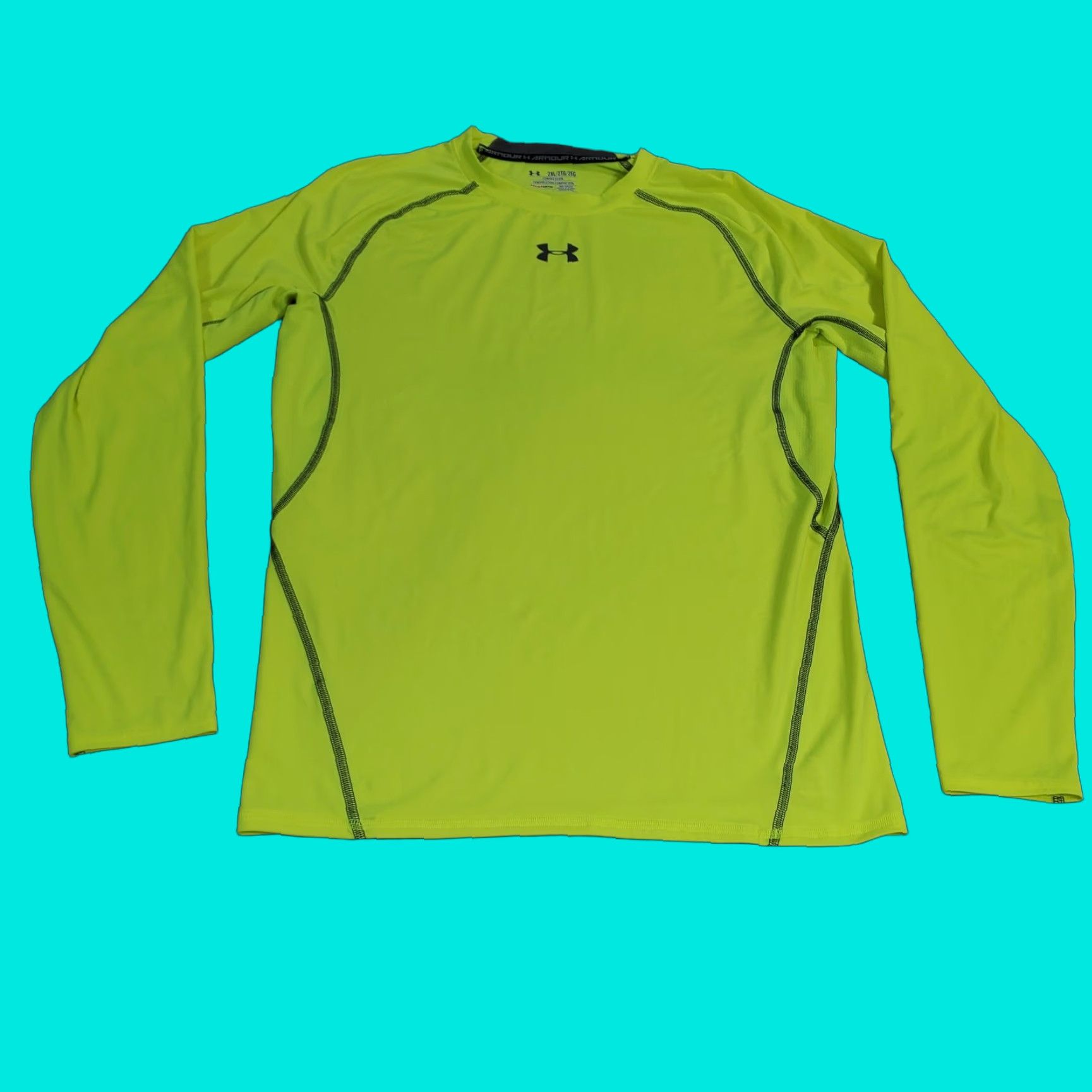 Under Armour Under Armour Logo Long Sleeve Compression Shirt Mens 2XL Yellow HeatGear Training Shirt Size US XXL / EU 58 / 5 - 1 Thumbnail