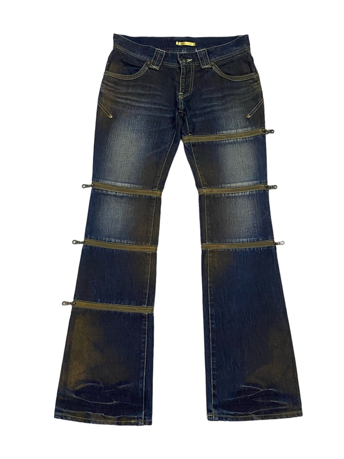 Beauty Beast Rare‼️Empire of the Baal Flare Multi-Zip Denim Jeans Size 30" / US 8 / IT 44 - 2 Thumbnail