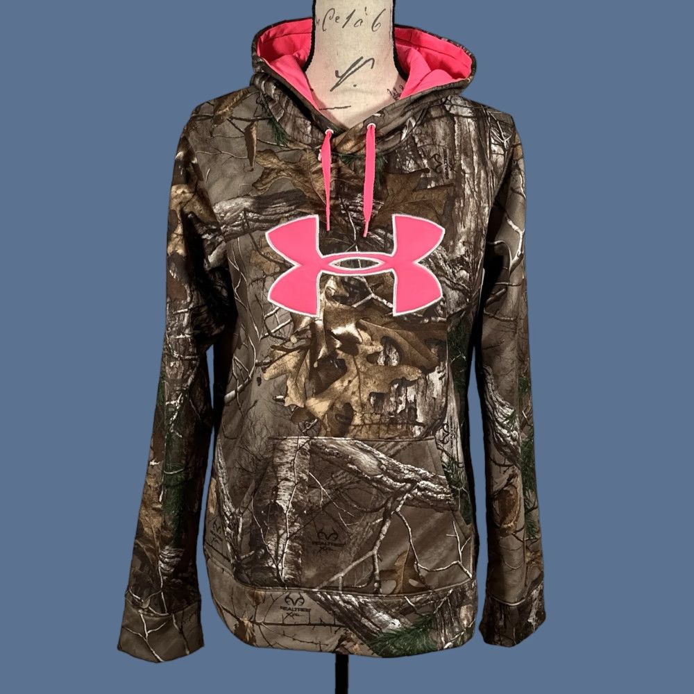 Under Armour Under Armour Boxy Camo Hoodie Womens Medium Brown Woodland UA Cold Gear Realtree Size M / US 6-8 / IT 42-44 - 1 Thumbnail