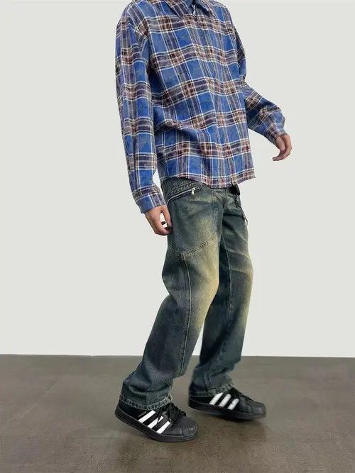 Japanese Brand × Jean Street yellow mud washed loose jeans Size US 32 / EU 48 - 4 Thumbnail