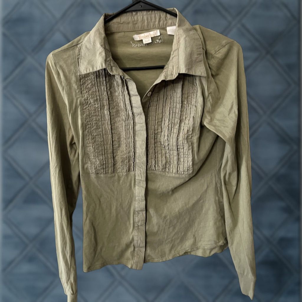 Timberland Timberland Long Sleeve Buttoned Front Green Solid Shirt Women's Size Small Size S / US 4 / IT 40 - 1 Thumbnail