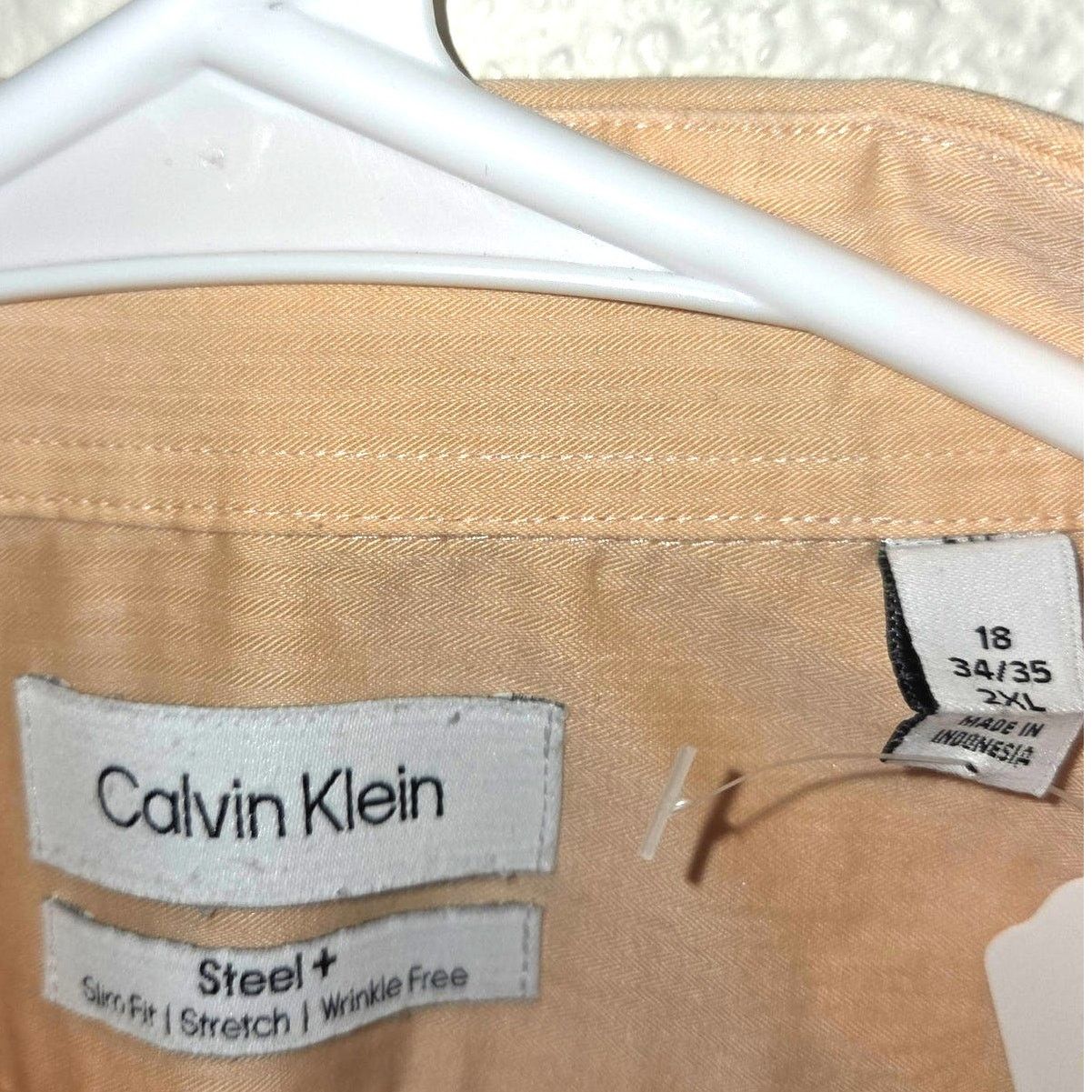 Calvin Klein Calvin Klein Slim Fit Peach Button Up - 2XL (18 34/35) Size US XXL / EU 58 / 5 - 4 Thumbnail