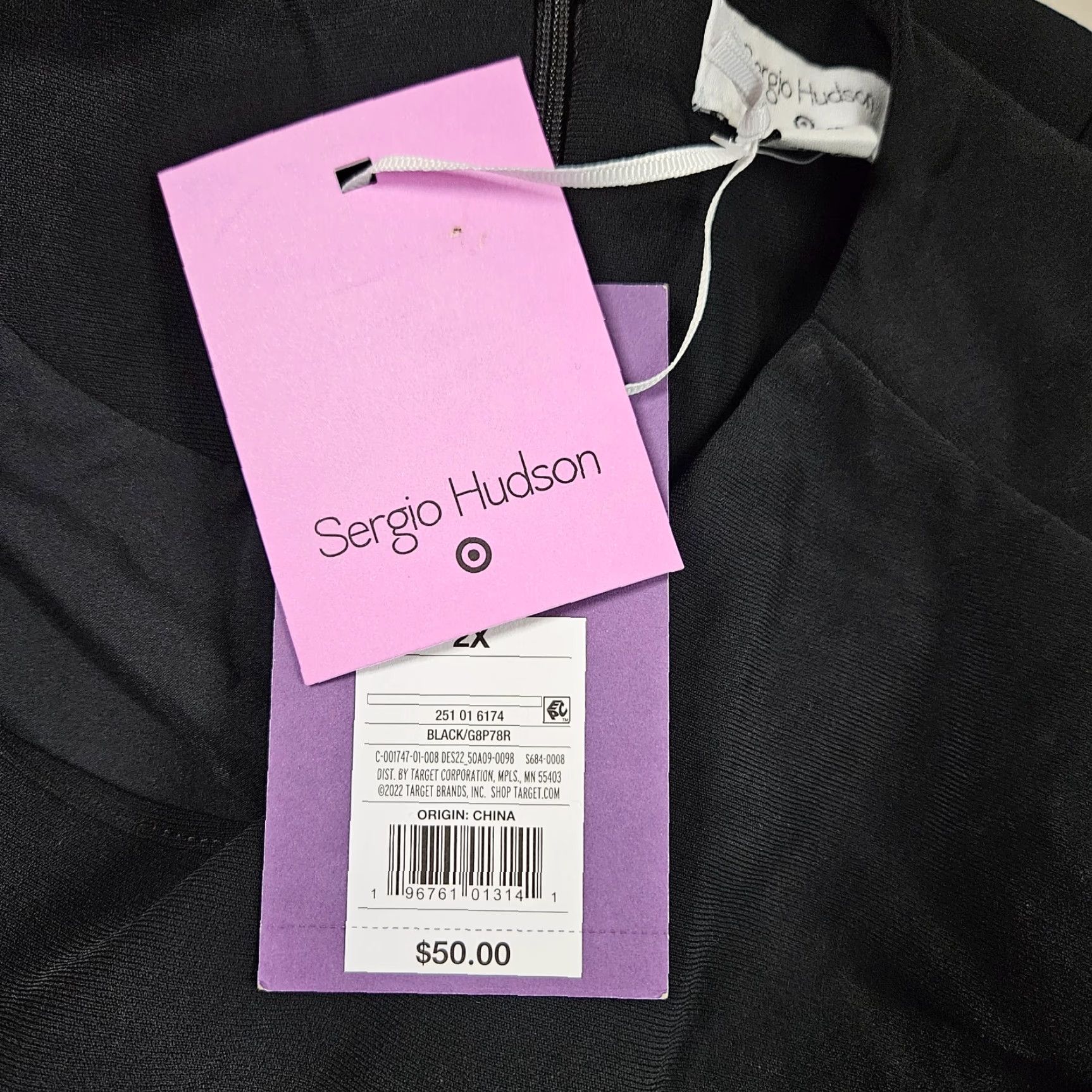 Vintage Sergio Hudson x Target Womens Strong Shoulder Midi Dress Sz 2X Black Long Sleeve Size XXL / US 16-18 / IT 52-54 - 5 Thumbnail