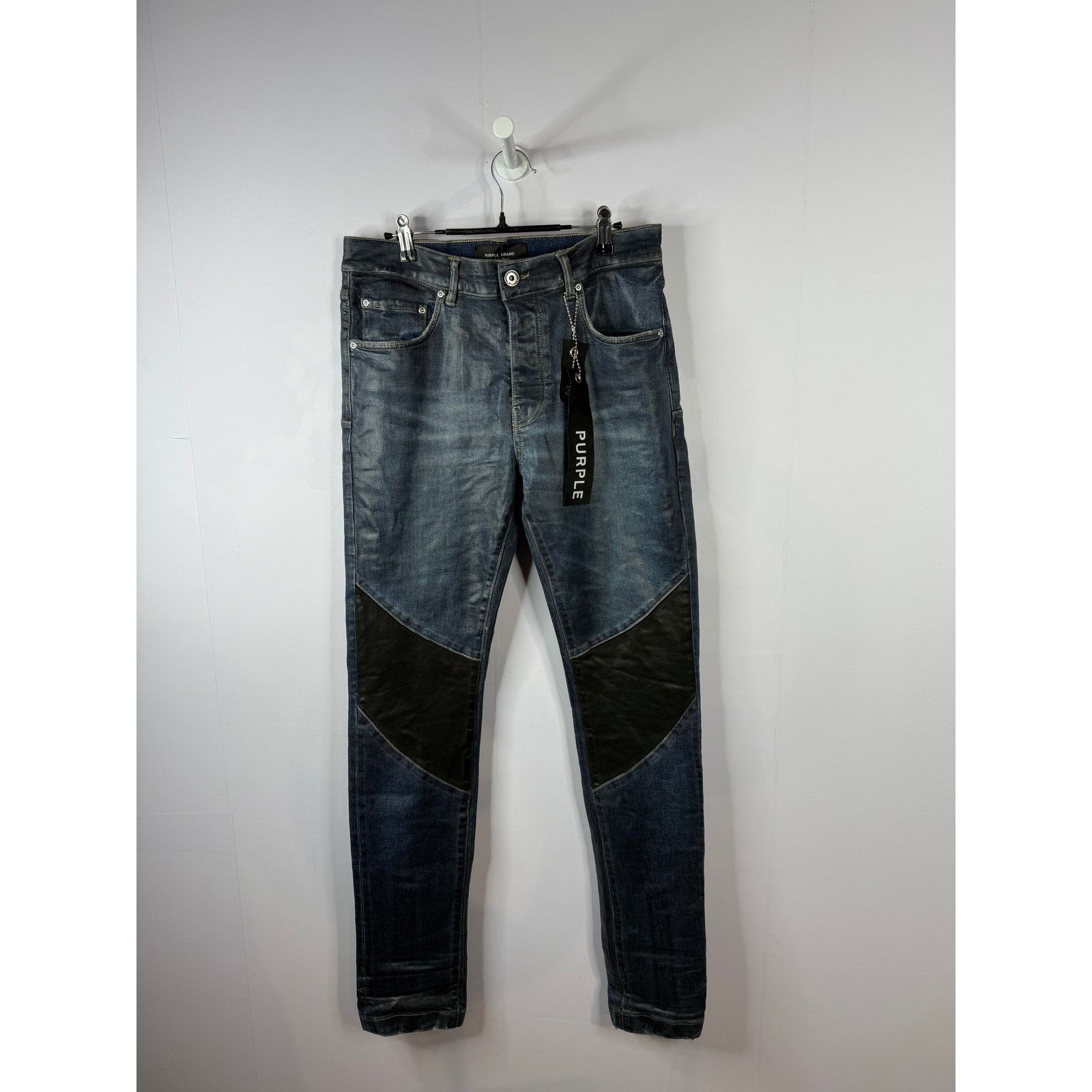 Purple Brand Purple Brand Black Wax Jeans Used 33 Size US 33 - 1 Thumbnail
