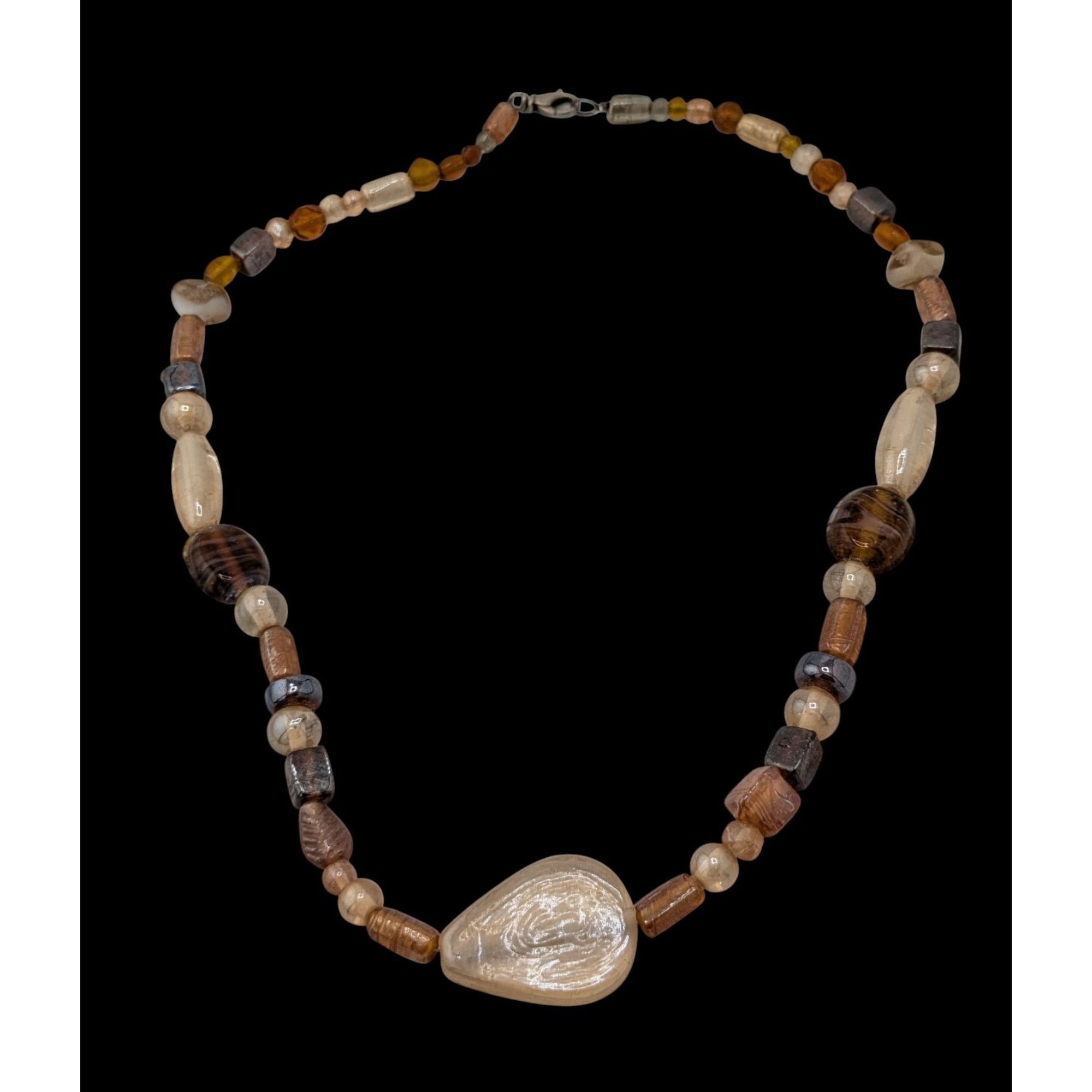 Other Earthy Glass Beaded Necklace With Teardrop Pendant Size ONE SIZE - 1 Thumbnail