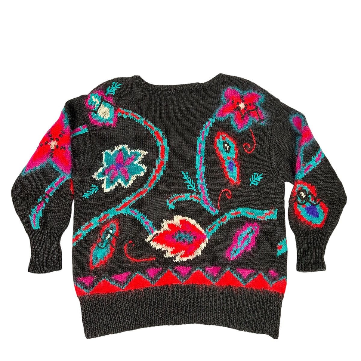 Neiman Marcus Vintage Jennifer Reed Neiman Marcus Hand Knit Floral Sweater Size L / US 10 / IT 46 - 2 Thumbnail
