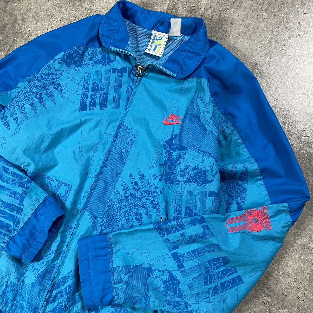 Nike × Vintage Nike International Rare Atlas World Map Light Jacket 90s Size US XL / EU 56 / 4 - 3 Thumbnail