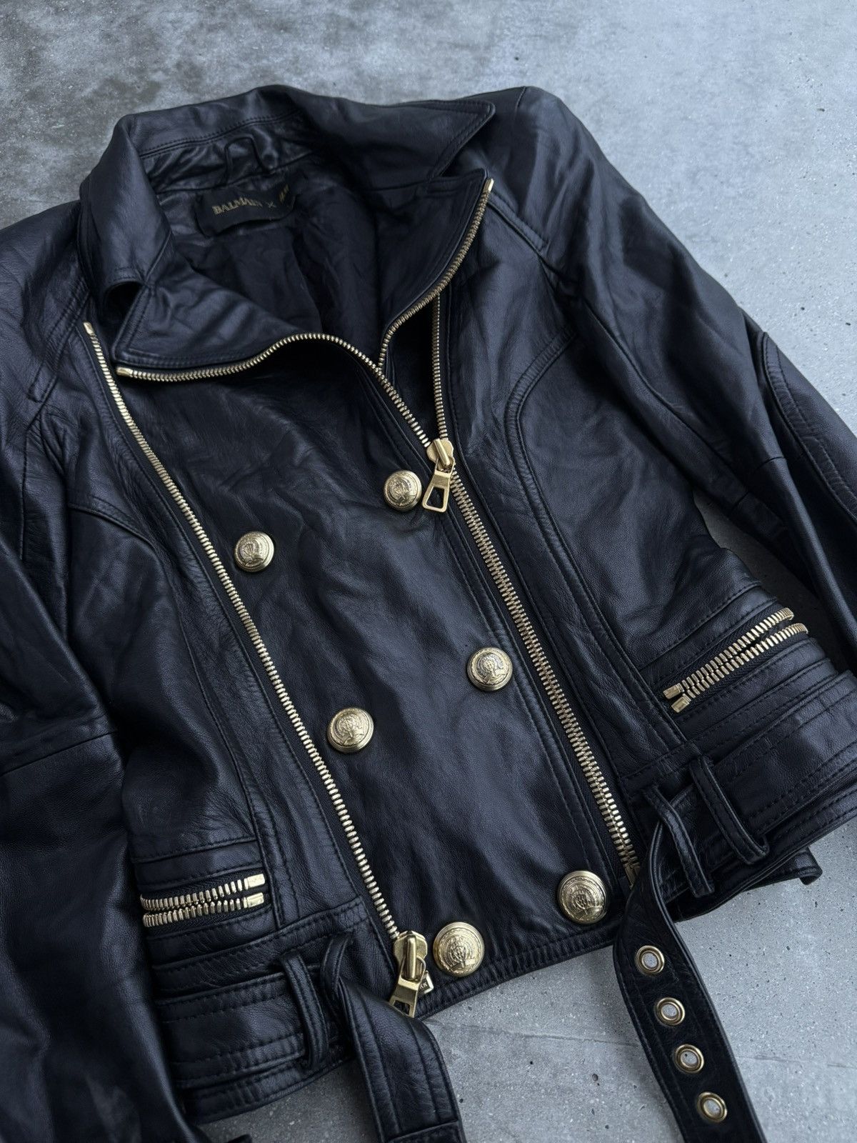 Balmain × H&M ❗️RARE❗️Balmain x h&m collab leather jacket Size XS / US 0-2 / IT 36-38 - 4 Thumbnail