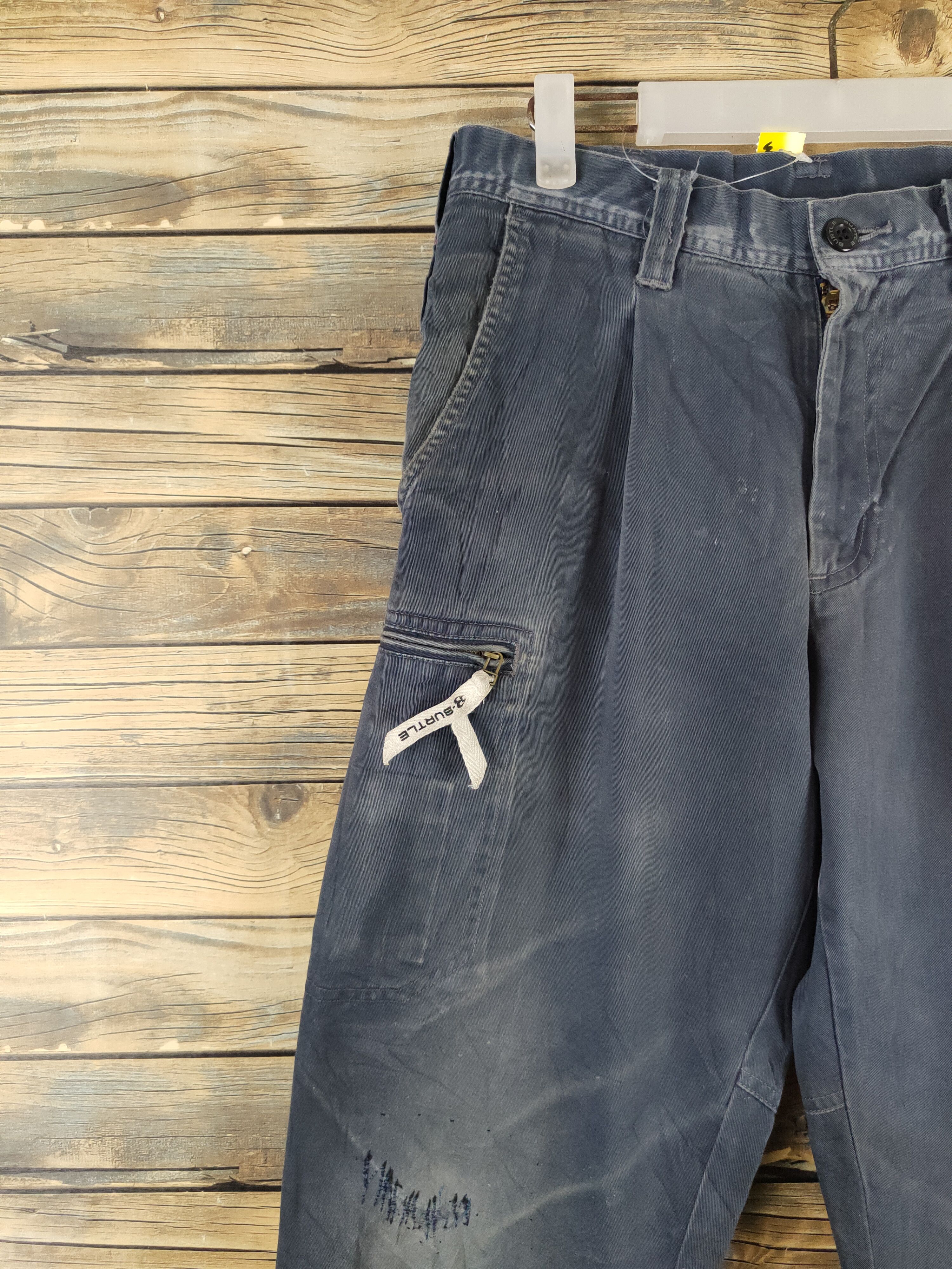 Japanese Brand Burtle Navy Faded Multipocket Tactical Cargo Pants #W2206 Size US 30 / EU 46 - 4 Thumbnail