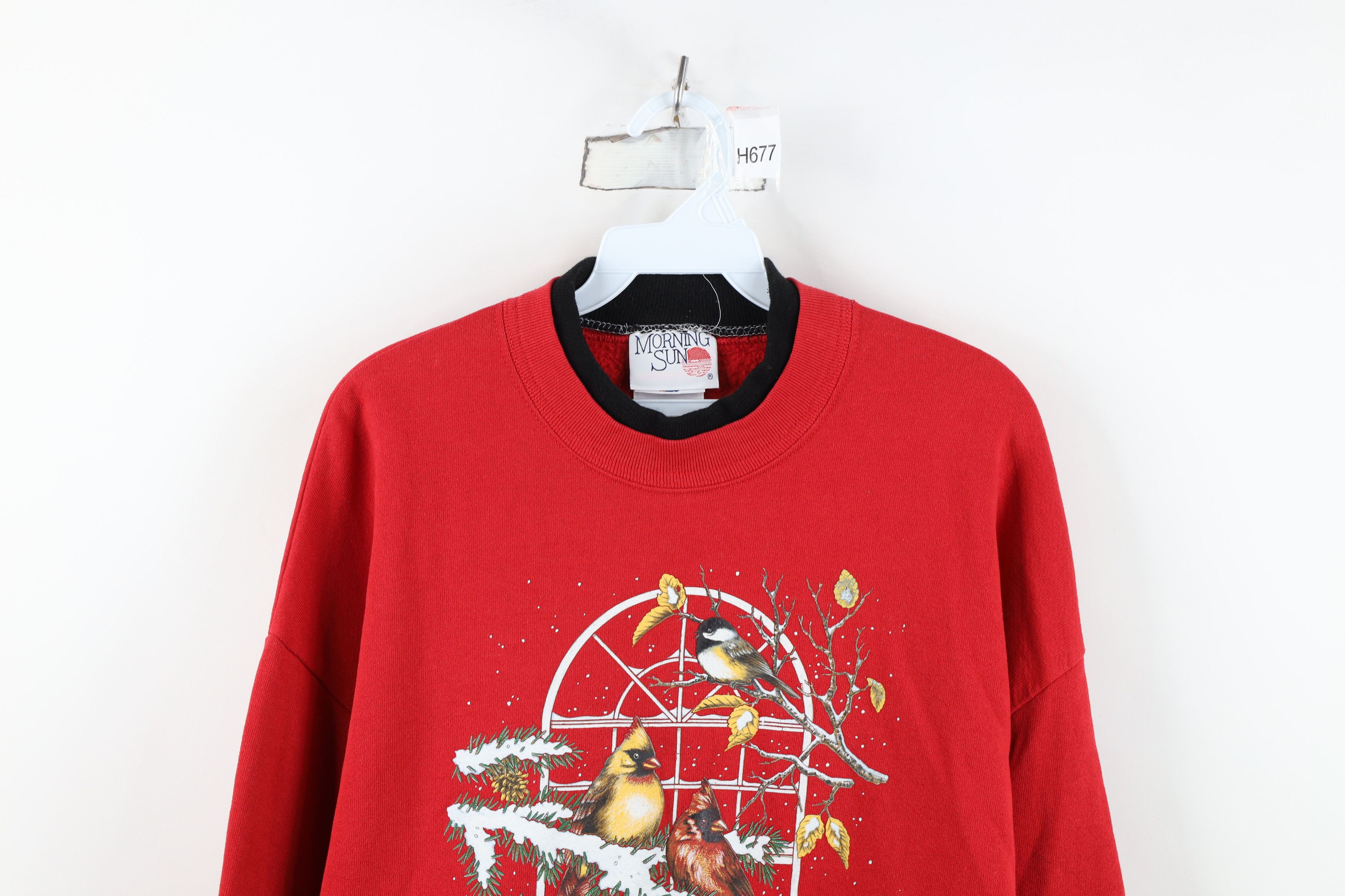 Vintage Vintage 90s Streetwear Christmas Snow Birds Sweatshirt USA Size XL / US 12-14 / IT 48-50 - 2 Thumbnail