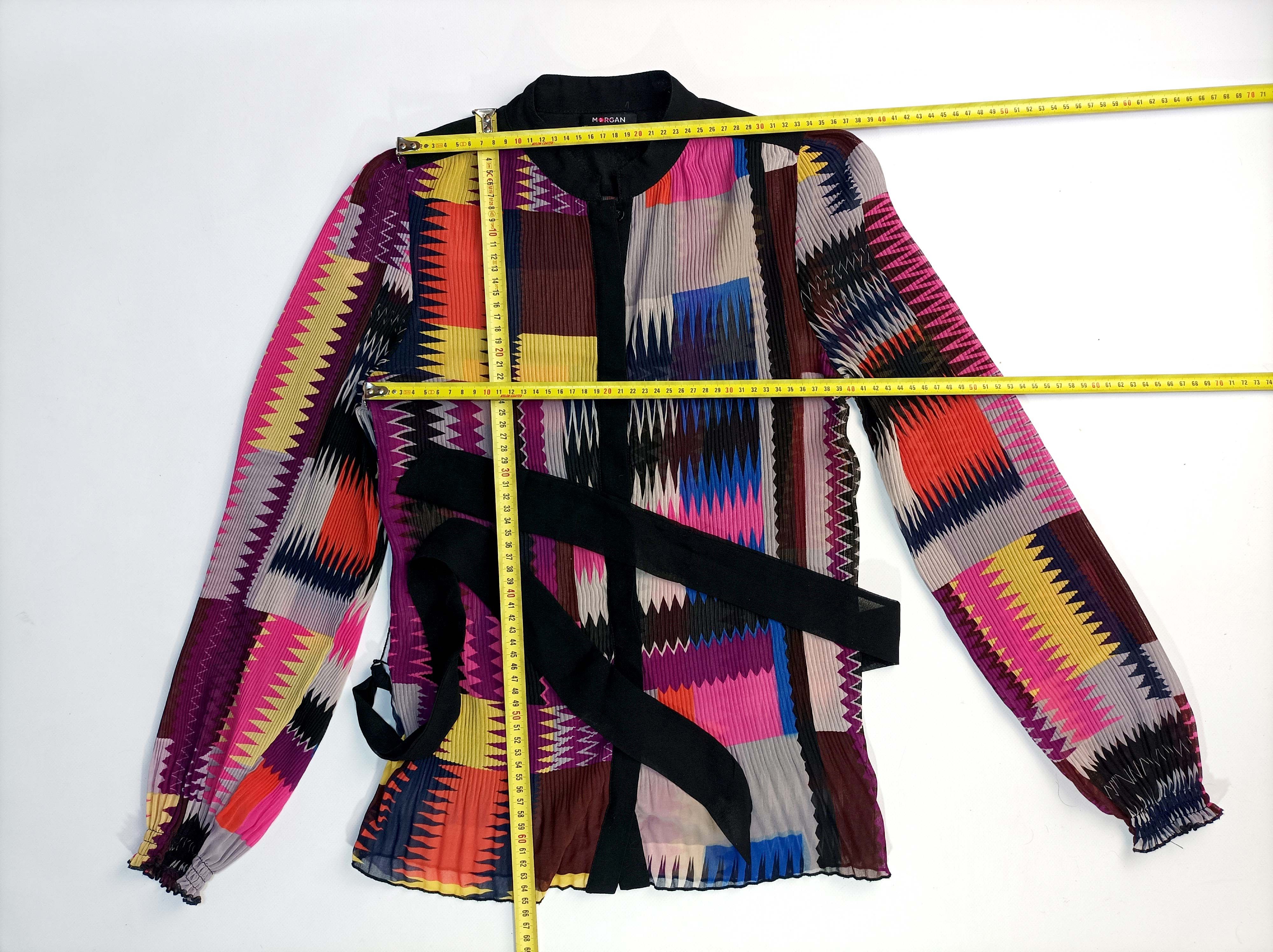 Morgan De Toi Morgan Women's Pleated Geometric Multicolor Blouse Top Size S / US 4 / IT 40 - 3 Thumbnail