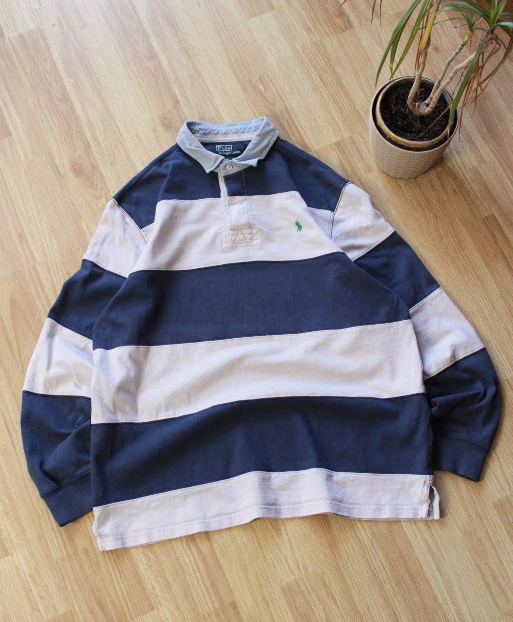 Pre-owned Polo Ralph Lauren X Vintage Distressed Y2k Polo Ralph Laurent Rugby Polo In Blue