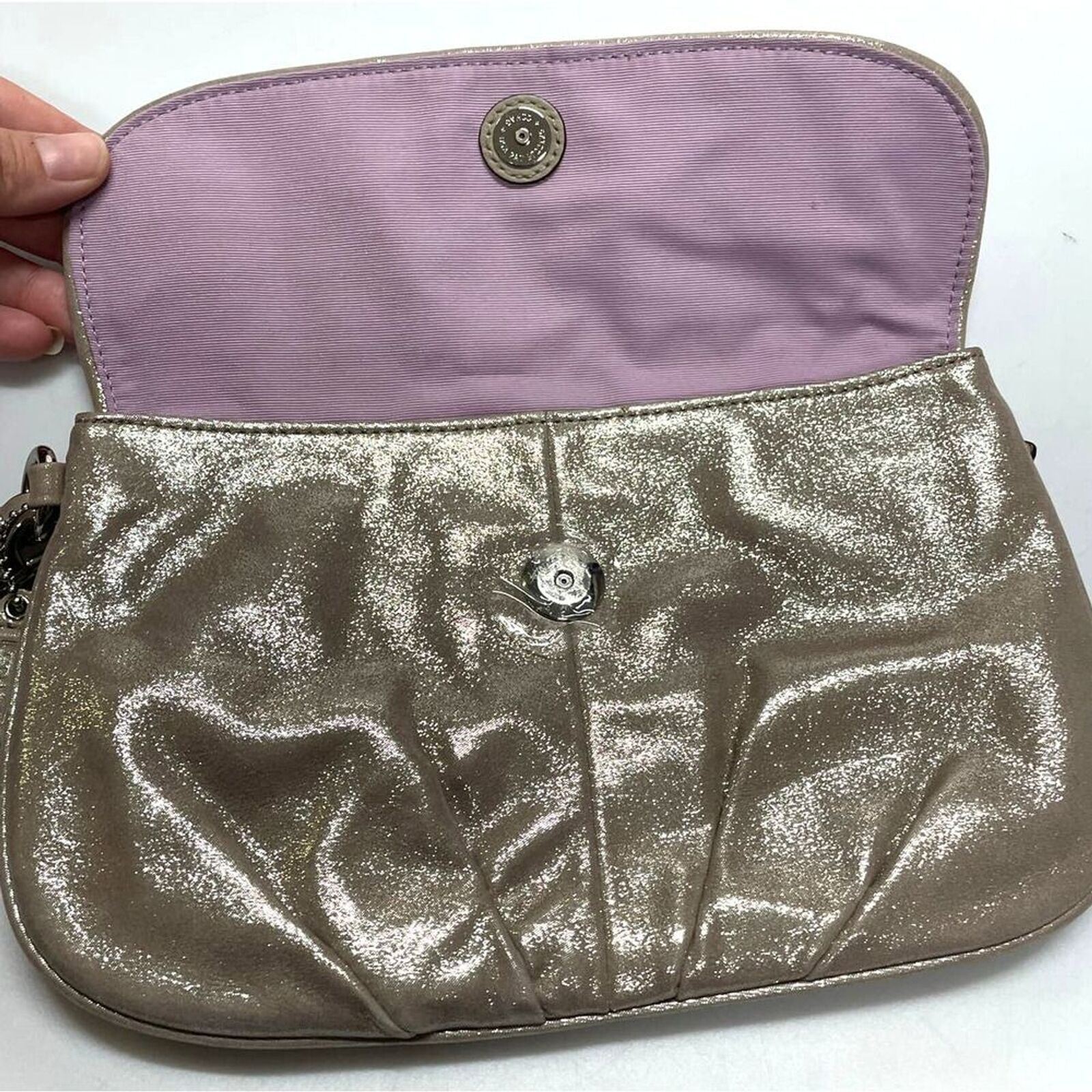 Coach Coach Metallic Soft Leather Flap Clutch Wristlet Purse Size ONE SIZE - 7 Thumbnail