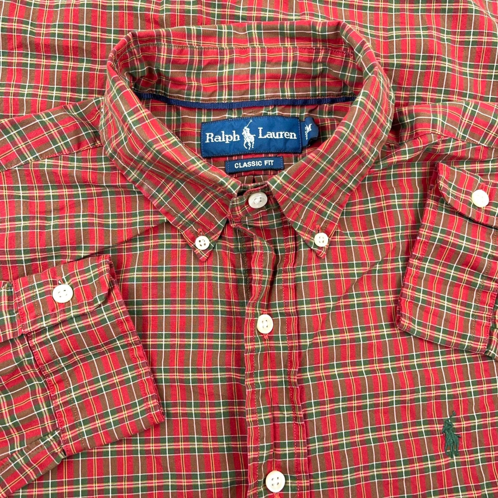 Ralph Lauren Ralph Lauren Shirt Men Medium Red Green Plaid Button Up Classic Fit Tartan Dress Size 40R - 2 Thumbnail