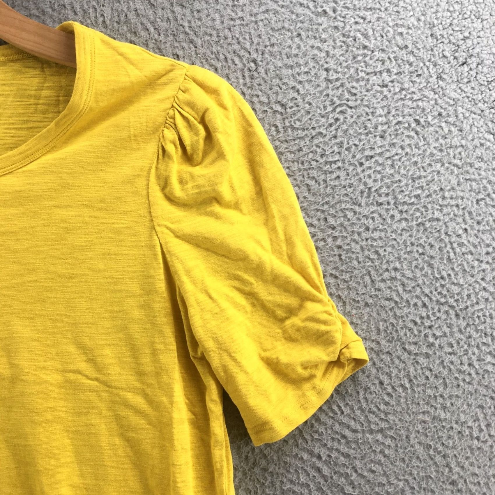 Vintage Chicos Blouse Womens L Yellow Cotton Blend Short Puff Sleeve Casual Pullover Shirt Mens? Size L / US 10 / IT 46 - 4 Thumbnail