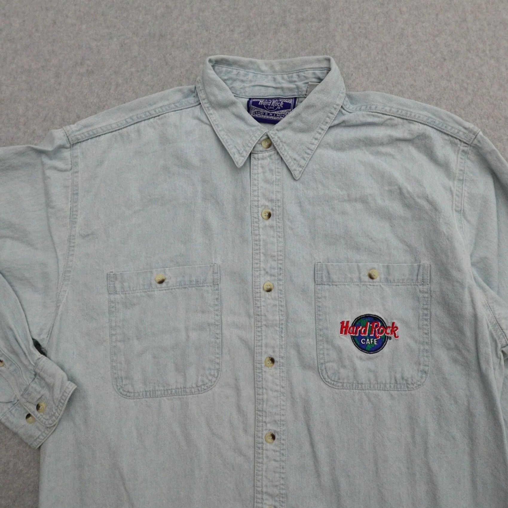 Hard Rock Cafe Vintage Hard Rock Cafe Shirt Denims Long Sleeve Button-Up Small Adult Blue 90s Mens Slim Regular XS-27 23X27 Size US S / EU 44-46 / 1 - 7 Thumbnail