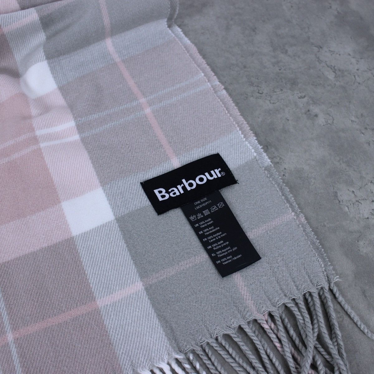 Barbour Barbour Pink and Grey Hailes Tartan Wrap Scarf Size ONE SIZE - 2 Thumbnail