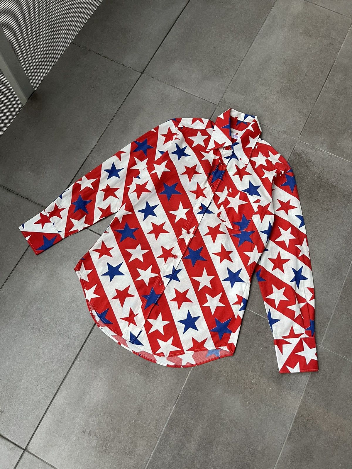 ERL !DS! FW22 ERL Star Print White Blue Red Shirt Size US M / EU 48-50 / 2 - 7 Thumbnail