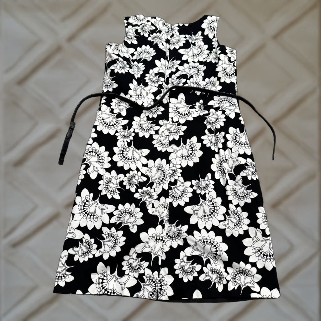 Charter Club VINTAGE Charter Club Floral Belted Midi Sheath Dress Womens 14 Black White Sleeveless Size XL / US 12-14 / IT 48-50 - 1 Thumbnail