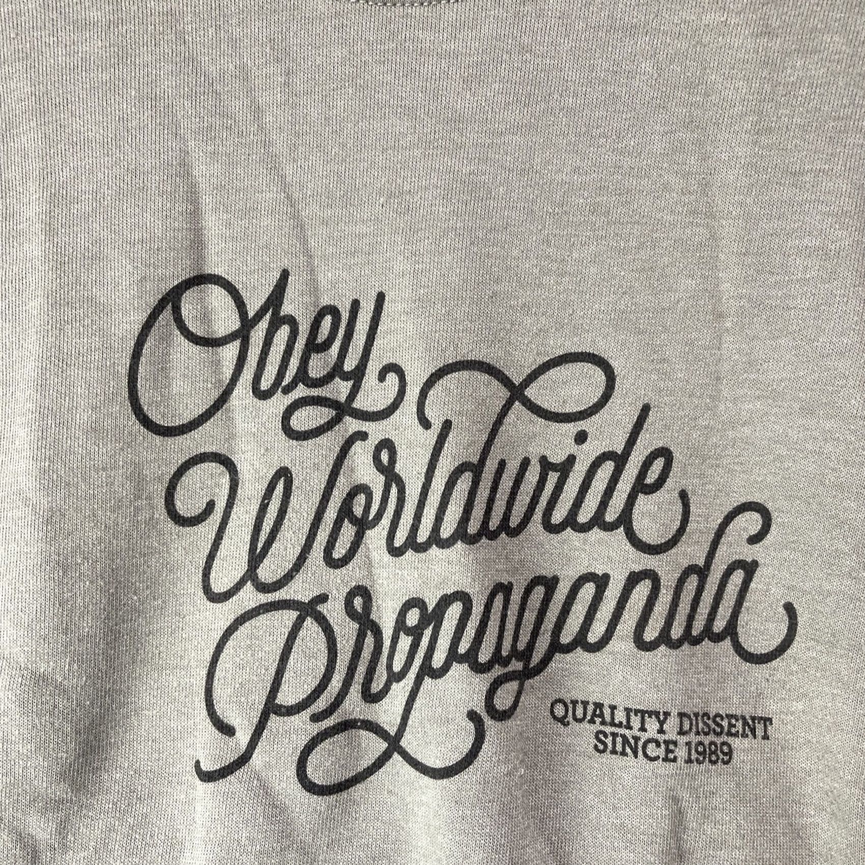 Obey OBEY Sweater Mens Small Worldwide Graphic Print Fleece Pullover Gray Crew Neck Regular Fit Christmas, College, Outdoor, 1990s Style Size US S / EU 44-46 / 1 - 4 Thumbnail