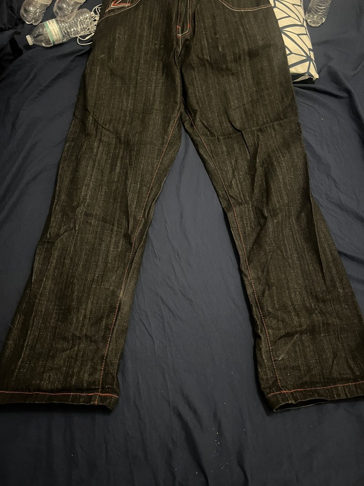 Vintage Evolution in design black and red embroidered denim Size US 34 / EU 50 - 3 Thumbnail