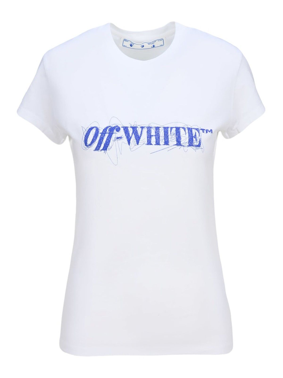 Off-White o1gr1nt0125 Pen Logo Fitted T-Shirt in Blanc Size XXS / US 00 / IT 34 - 1 Thumbnail