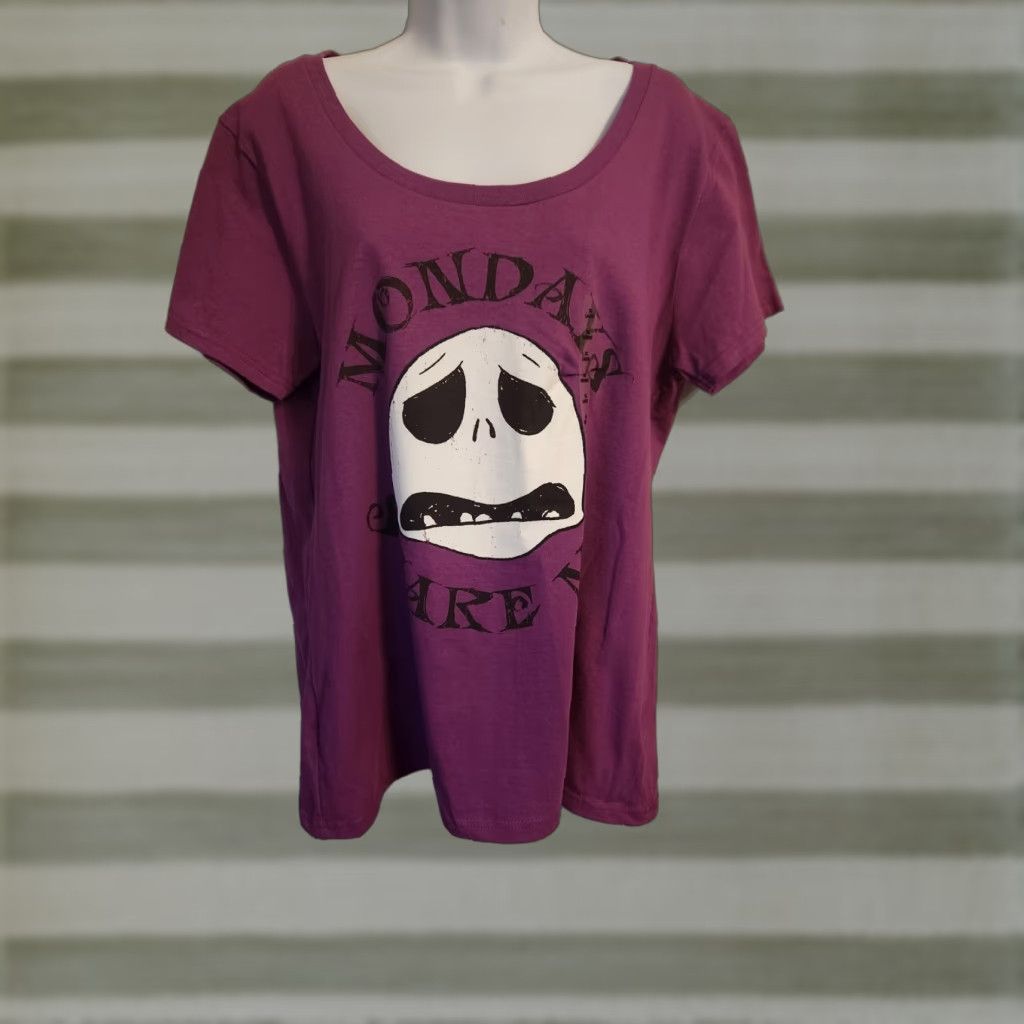 Disney Disney T-Shirt Ladies XL Purple Scoop Neck Cap Sleeve The Nightmare Before Christmas Jack Skellington Mondays Scare Me Size XL / US 12-14 / IT 48-50 - 1 Thumbnail