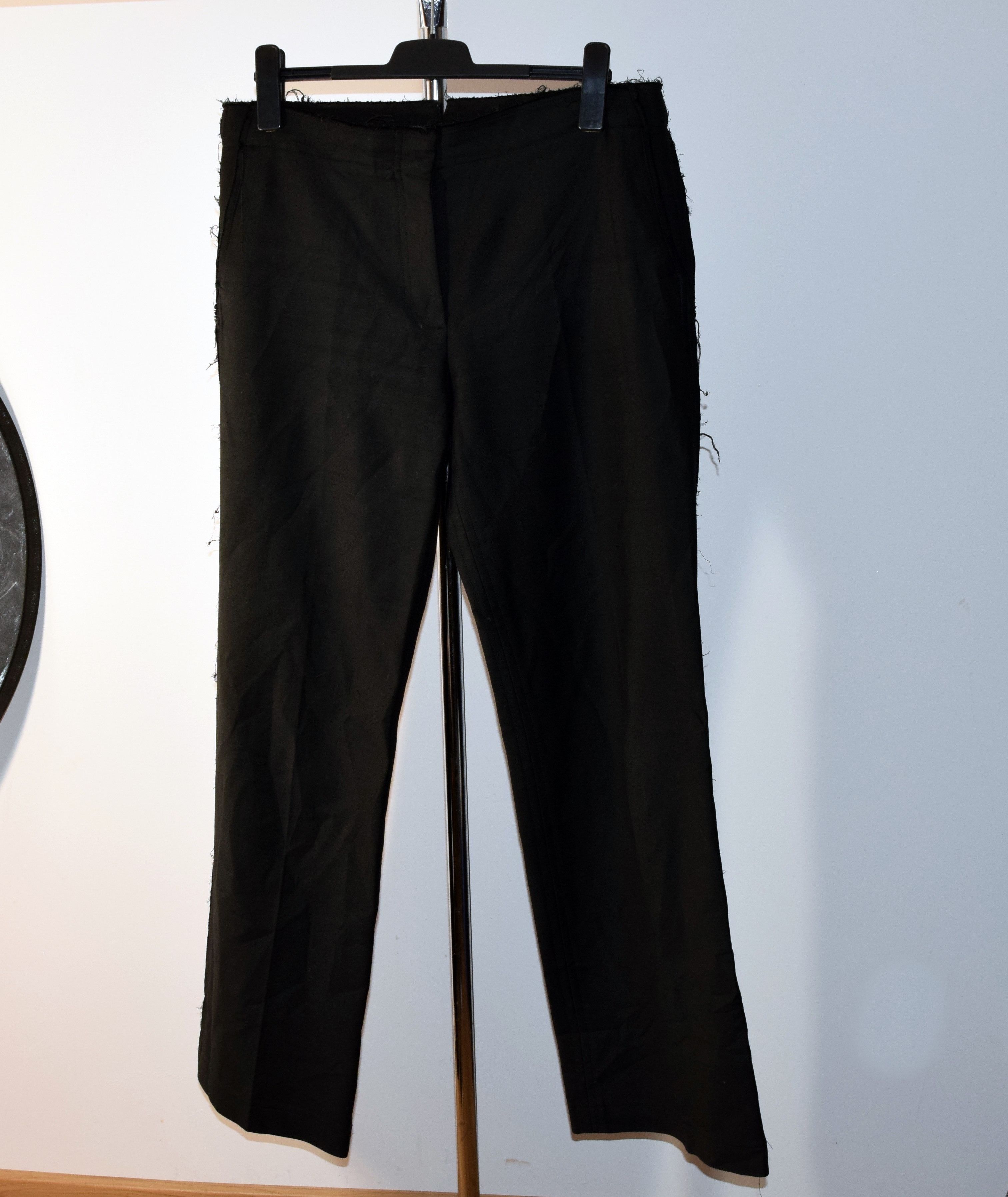 image of Y2K Helmut Lang Black Suit Chino Distressed Trousers 10 Uk, Women's (Size 28)