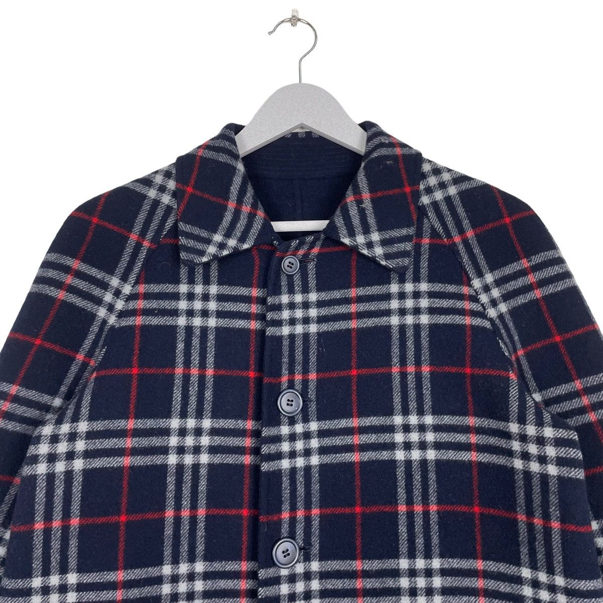 Burberry Prorsum × Vintage 💥VTG BURBERRYS NAVY BLUE CHECK REVERSIBLE BUTTON PARKA Size US M / EU 48-50 / 2 - 4 Thumbnail