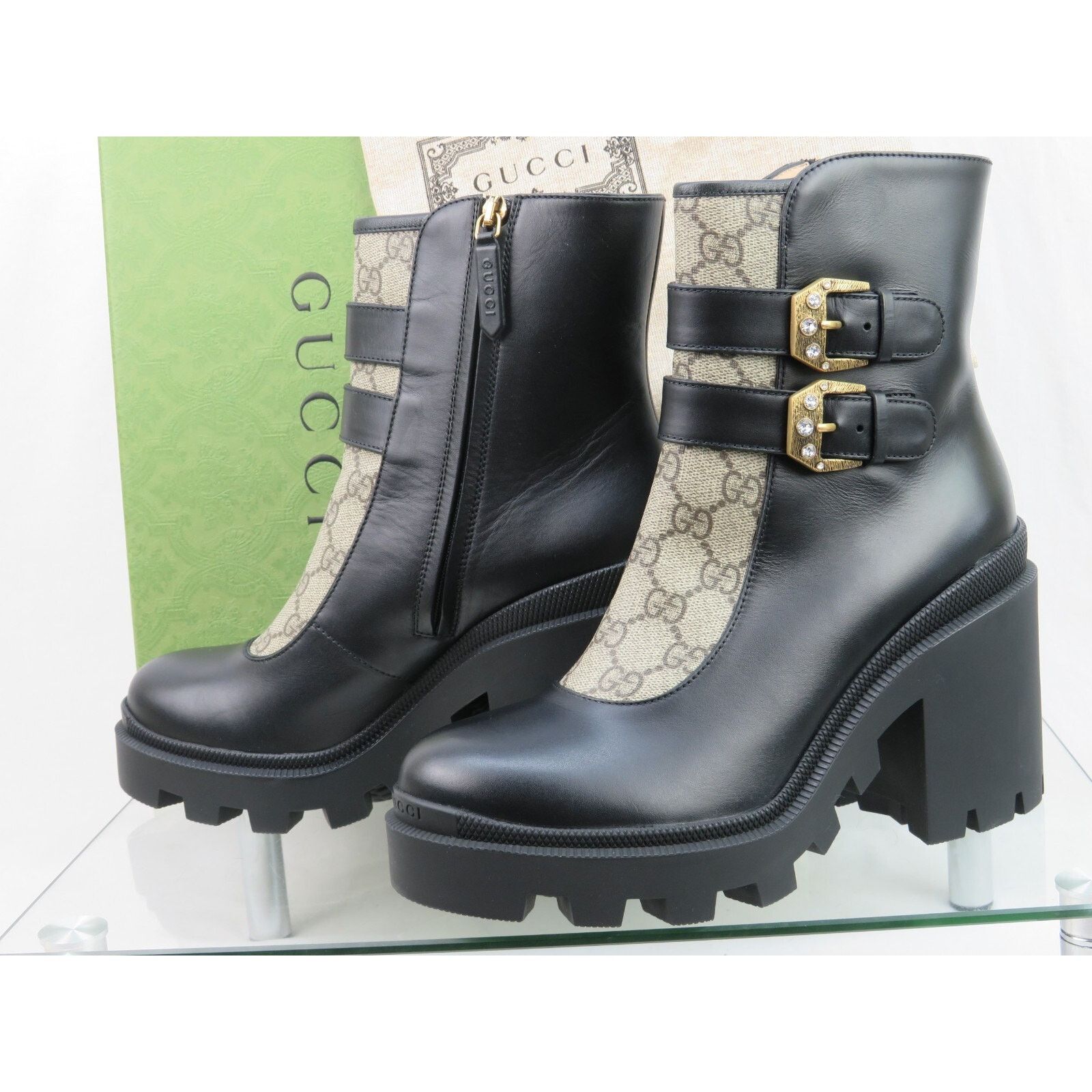 Gucci GUCCI SUPREME KENSINGTON LEATHER CRYSTALS BUCKLE BOOTS 39.5 Size US 9.5 / IT 39.5 - 9 Thumbnail