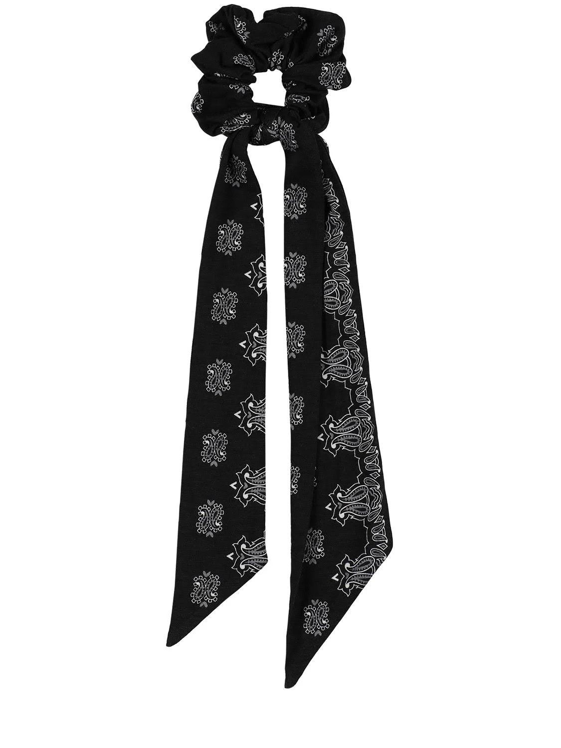 Saint Laurent Paris o1s1wg110824 Size: OS / Long Bandana Scrunchie Black/White Size ONE SIZE - 4 Thumbnail