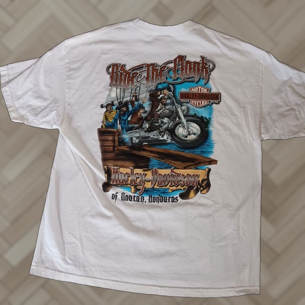 Harley-Davidson T-Shirt Men 2XL White Crew Neck Short Sleeve Graphic Biker Motorcycle 2010s Vintage No