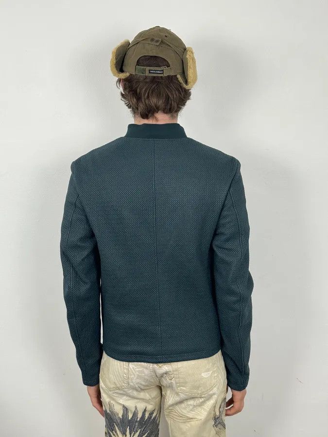 Emporio Armani SS2015 Emporio Armani Green Waffled Leather Biker Jacket Size US M / EU 48-50 / 2 - 3 Thumbnail