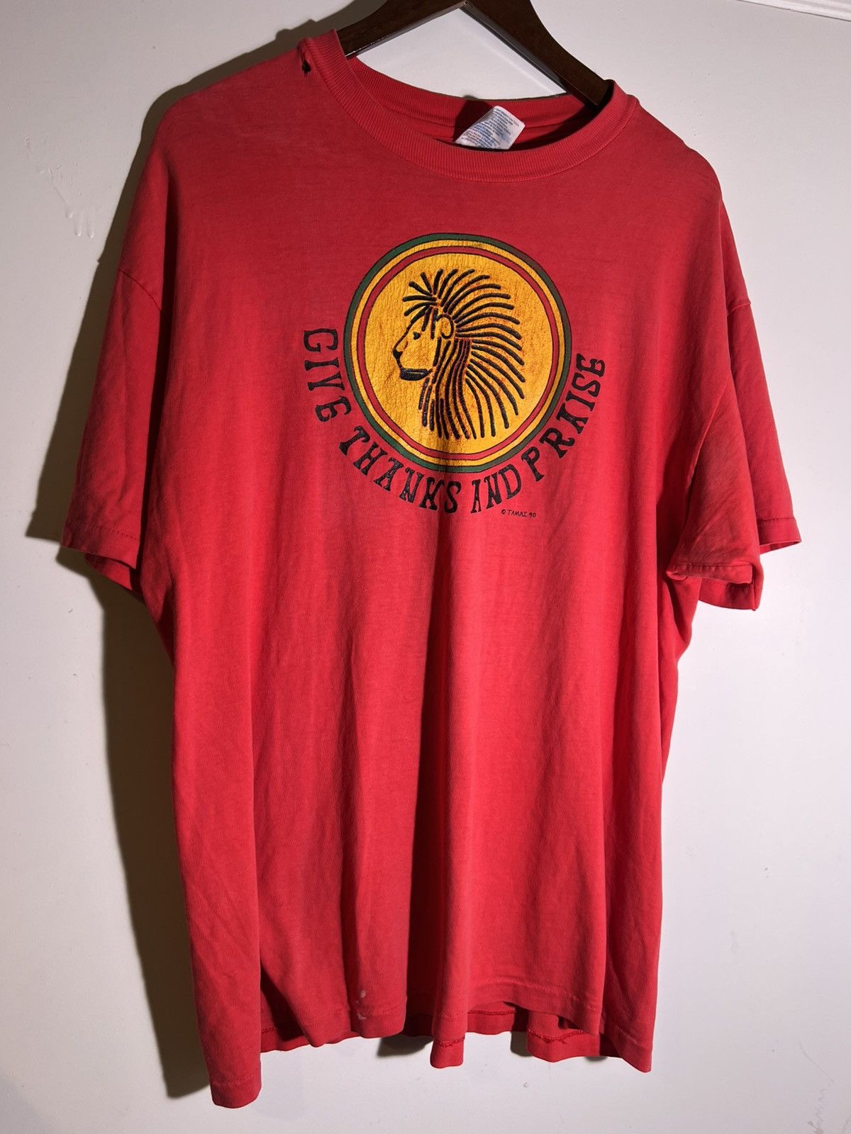 Vintage 90’s VTG Vintage Give Thanks & Praise Rasta Lion Retro Shirt Size US XL / EU 56 / 4 - 1 Thumbnail