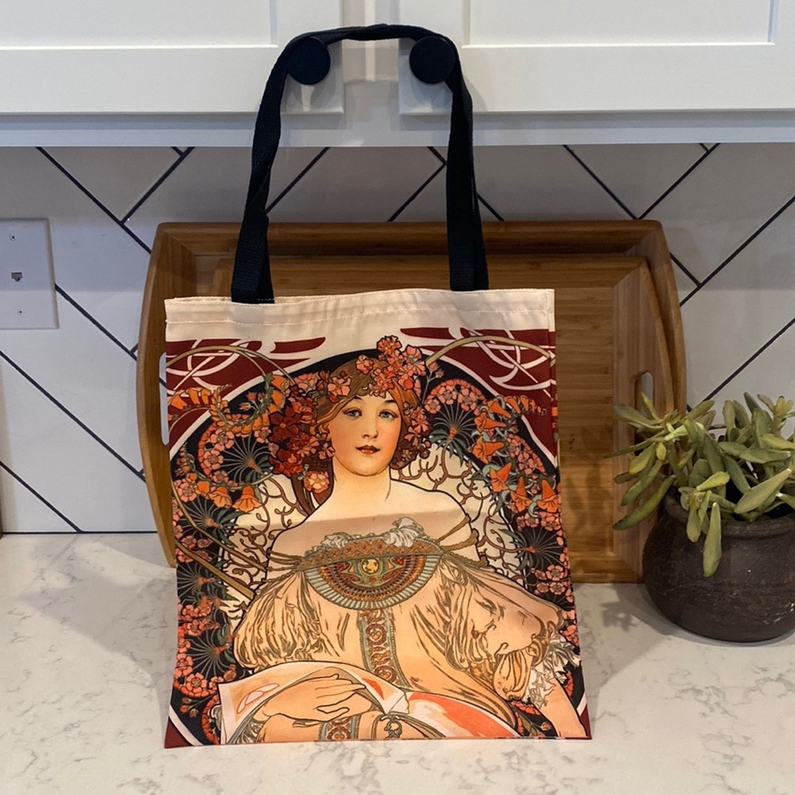 Other Bohemian witchy cottage core Canvas lightweight tote Retro Size ONE SIZE - 2 Thumbnail
