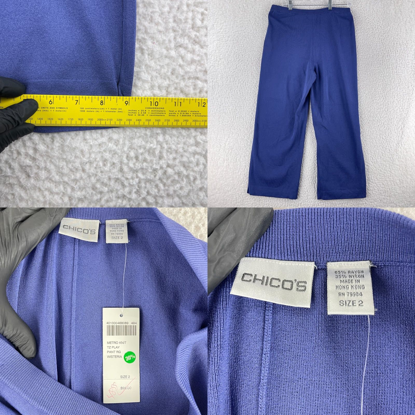 Vintage Chico's Purple Pull On Straight Leg Pants Womens Large Elastic Waist High-Rise" Size 36" / US 14 / IT 50 - 8 Thumbnail