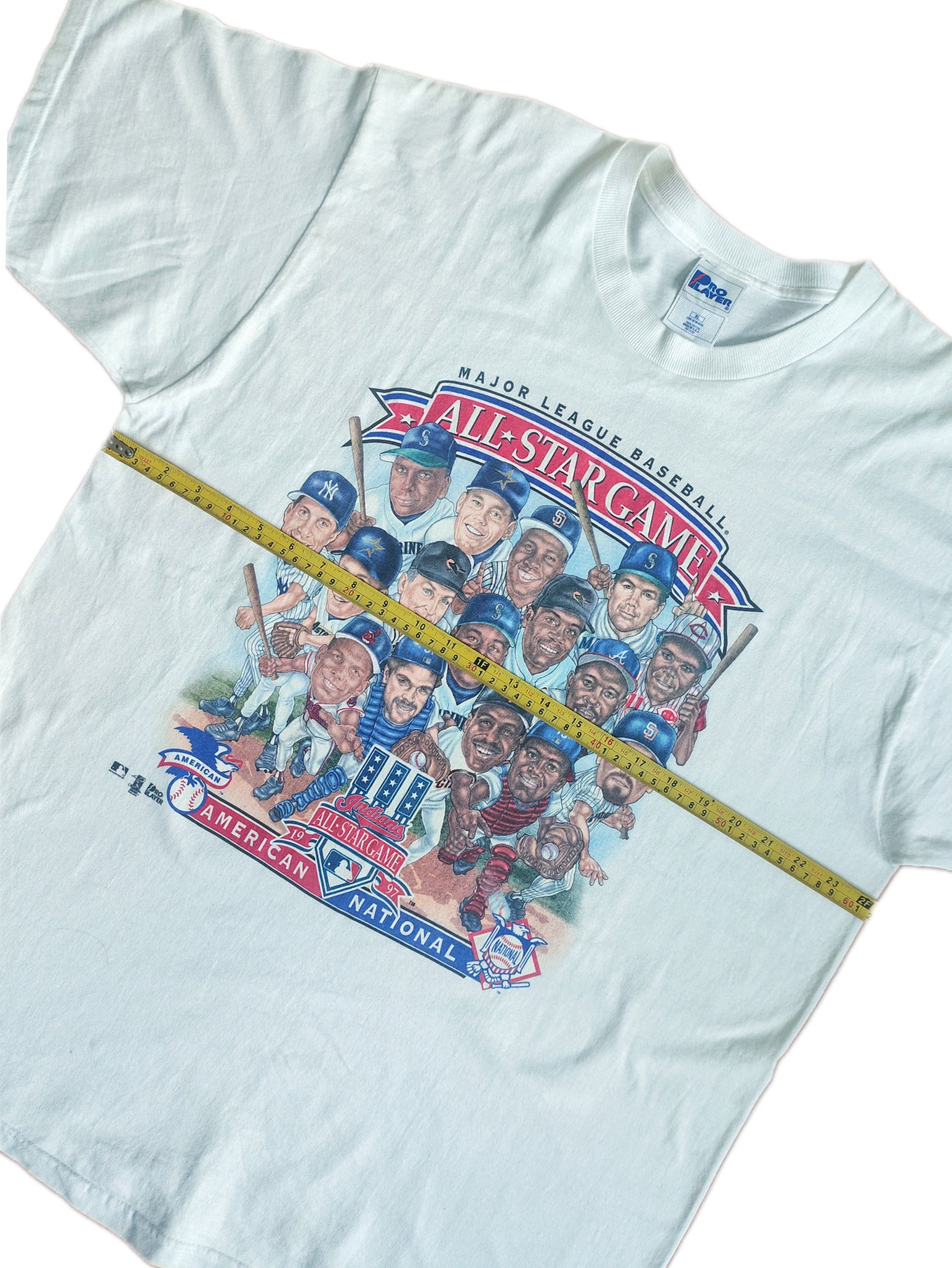 MLB × Vintage Vintage Baseball All-Star Game 1997 Caricature 2side T-Shirt Size US XL / EU 56 / 4 - 6 Thumbnail