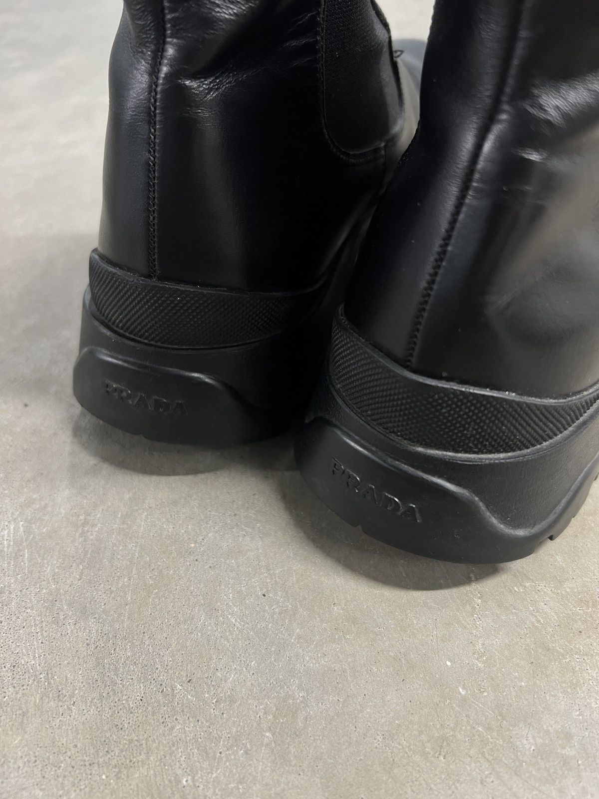 Prada Womens Prada Brixxen Chelsea Boots Black Leather Size US 7.5 / IT 37.5 - 4 Thumbnail