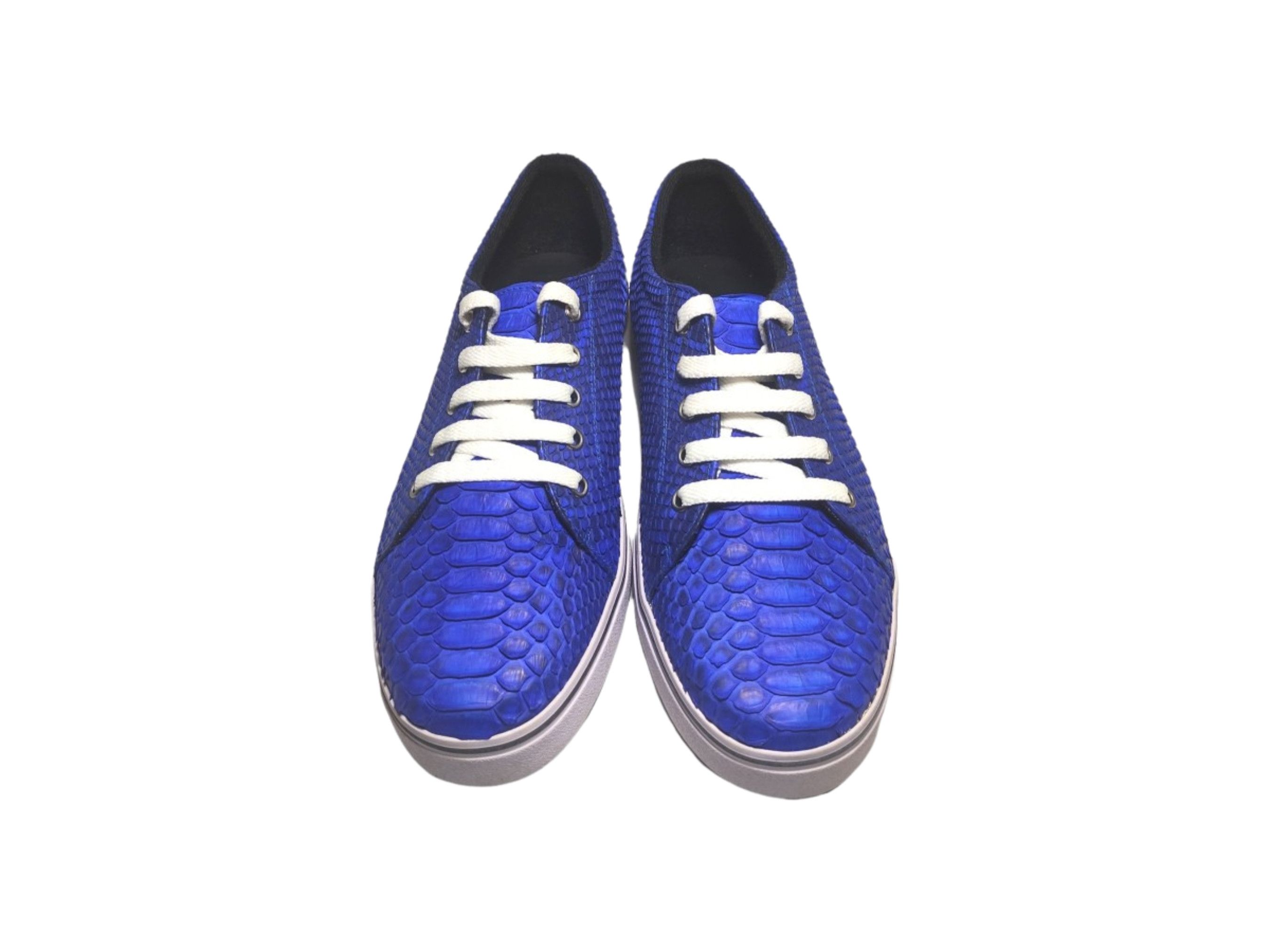 Handmade Blue Snakeskin Casual Sneakers Size US 7 / EU 40 - 3 Thumbnail