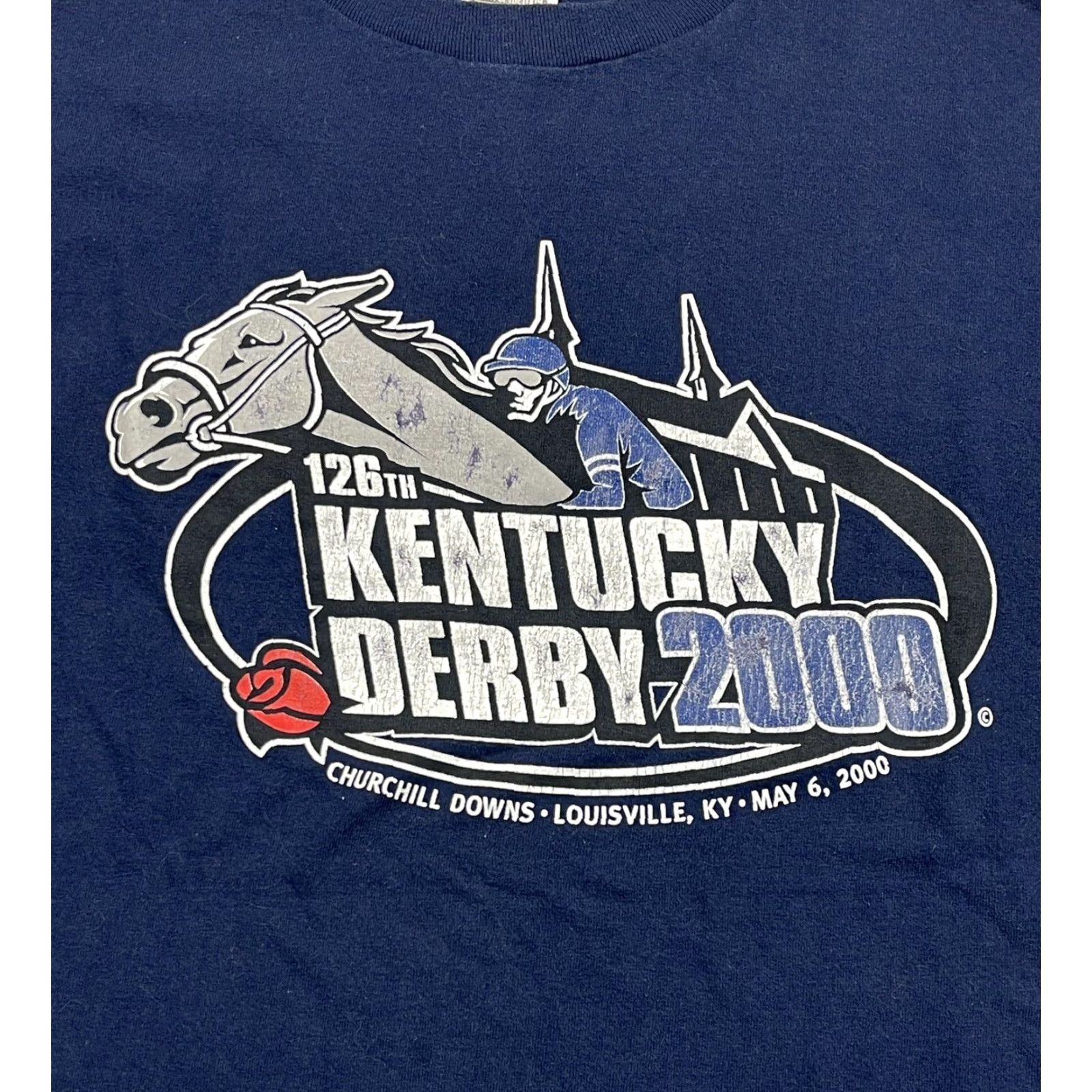 Fruit Of The Loom VINTAGE Fruit of the Loom Kentucky Derby T-Shirt 2000 Churchill Downs Horse Racing Adult XL Blue Mens Size US XL / EU 56 / 4 - 2 Thumbnail