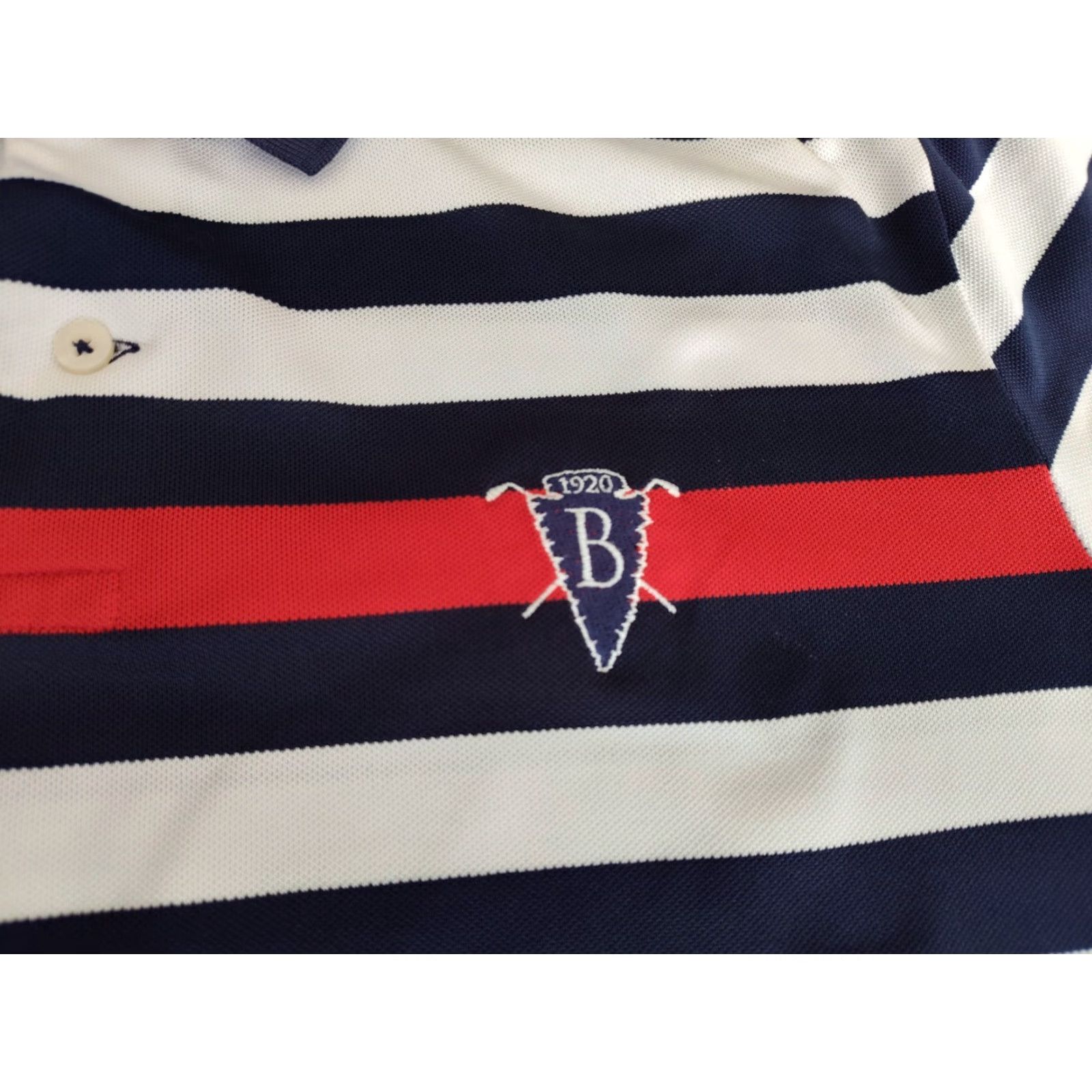 RLX Ralph Lauren RLX Ralph Lauren Polo Shirt Mens Large Striped Golf Collared Blue White Size US L / EU 52-54 / 3 - 7 Thumbnail