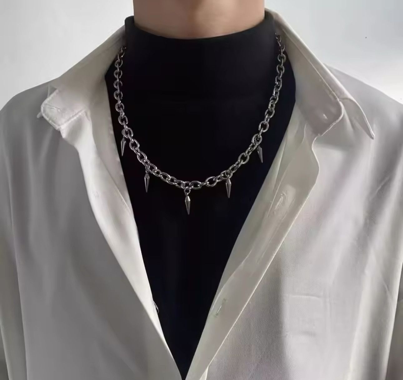 Jewelry Metal Rivet Pointed Choker Necklace Size ONE SIZE - 4 Thumbnail